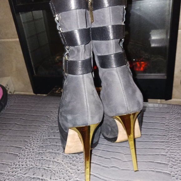 Herve Leger black leather side zip open toe ankle boot made in Italy 38.5 - Picture 7 of 13